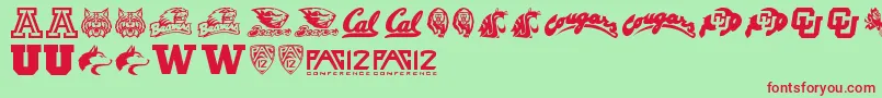 Pac12 Font – Red Fonts on Green Background