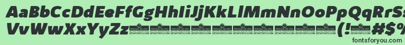 Шрифт KabrioAlternateHeavyItalicTrial – чёрные шрифты на зелёном фоне