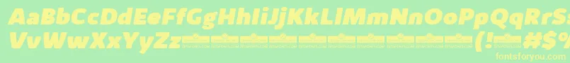 KabrioAlternateHeavyItalicTrial-fontti – keltaiset fontit vihreällä taustalla