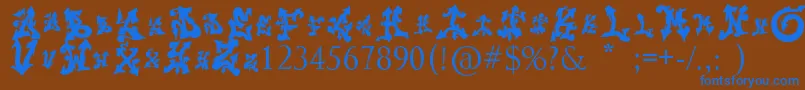 フォントTrolldesigns – 茶色の背景に青い文字