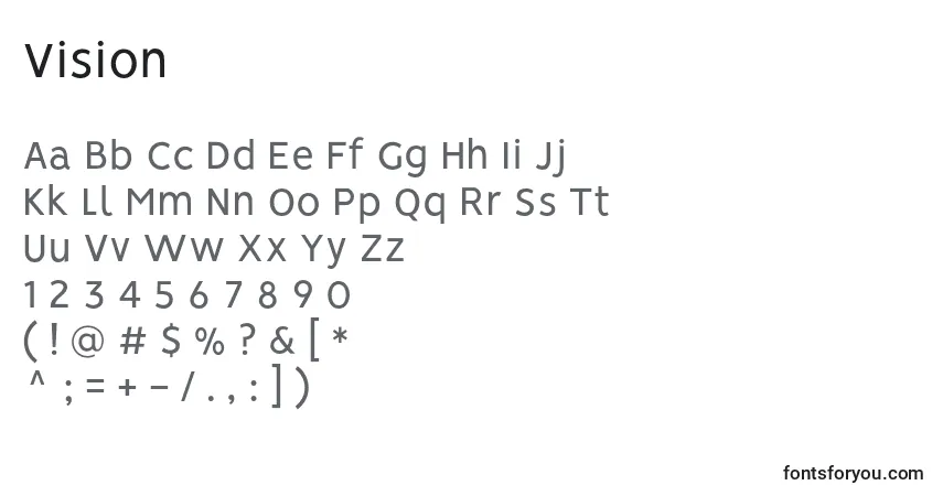 Шрифт Vision (92608) – алфавит, цифры, специальные символы