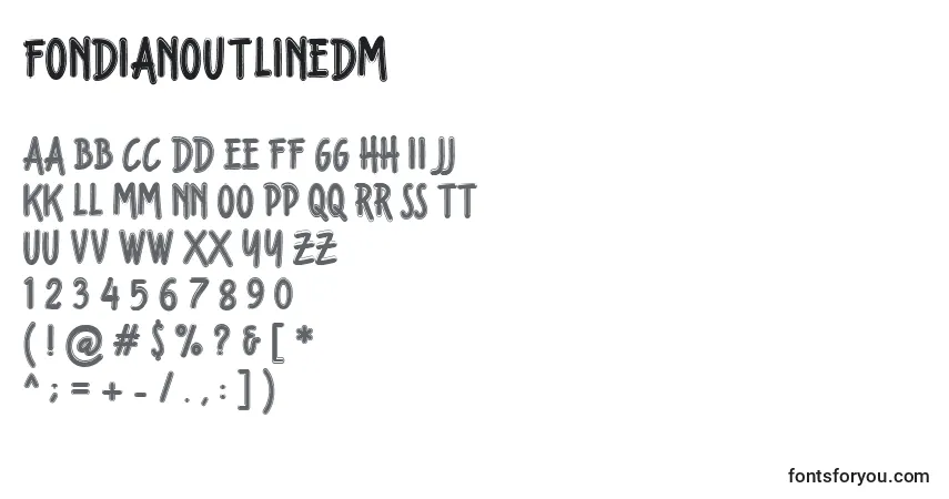 Fondianoutlinedm-fontti – aakkoset, numerot, erikoismerkit
