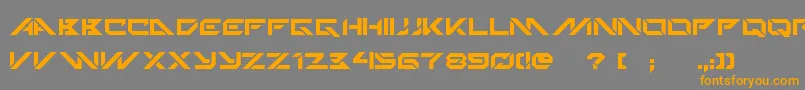 フォントTechnoHideo – オレンジの文字は灰色の背景にあります。