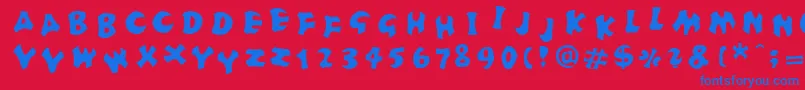FrutigerstonesPositiv-Schriftart – Blaue Schriften auf rotem Hintergrund