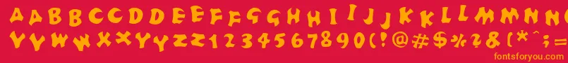 フォントFrutigerstonesPositiv – 赤い背景にオレンジの文字