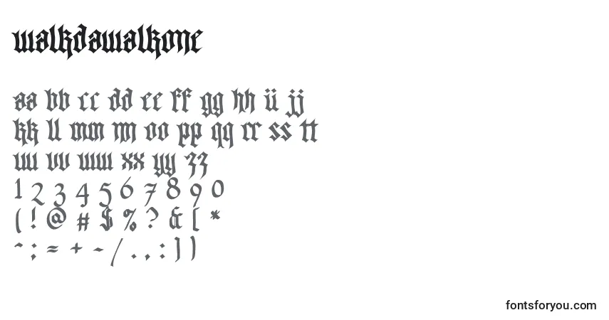 Schriftart Walkdawalkone – Alphabet, Zahlen, spezielle Symbole