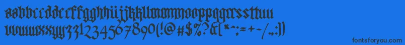Walkdawalkone-Schriftart – Schwarze Schriften auf blauem Hintergrund