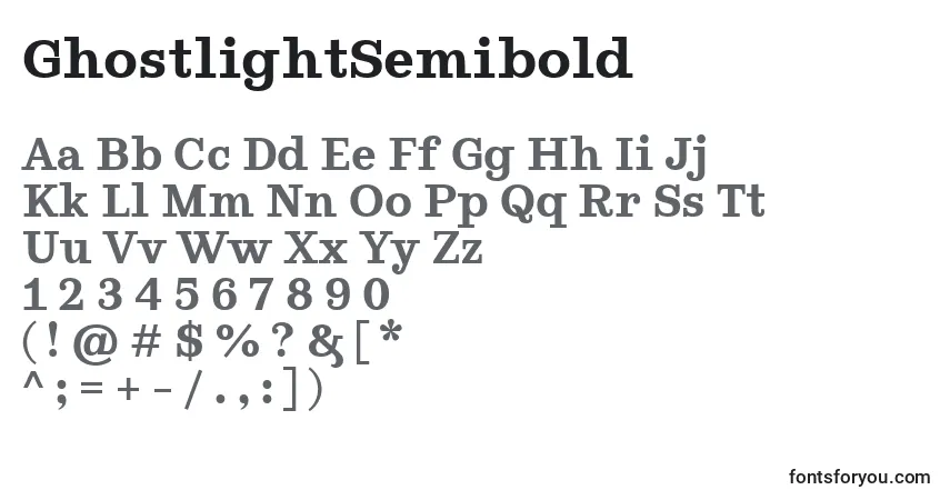 Шрифт GhostlightSemibold – алфавит, цифры, специальные символы
