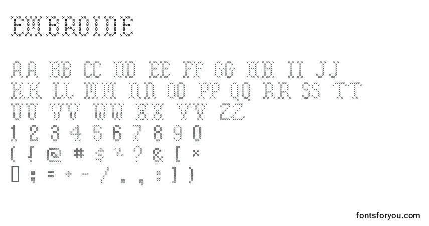 Schriftart Embroide – Alphabet, Zahlen, spezielle Symbole