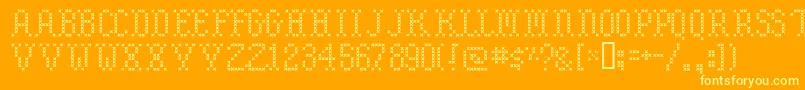 Embroide-Schriftart – Gelbe Schriften auf orangefarbenem Hintergrund