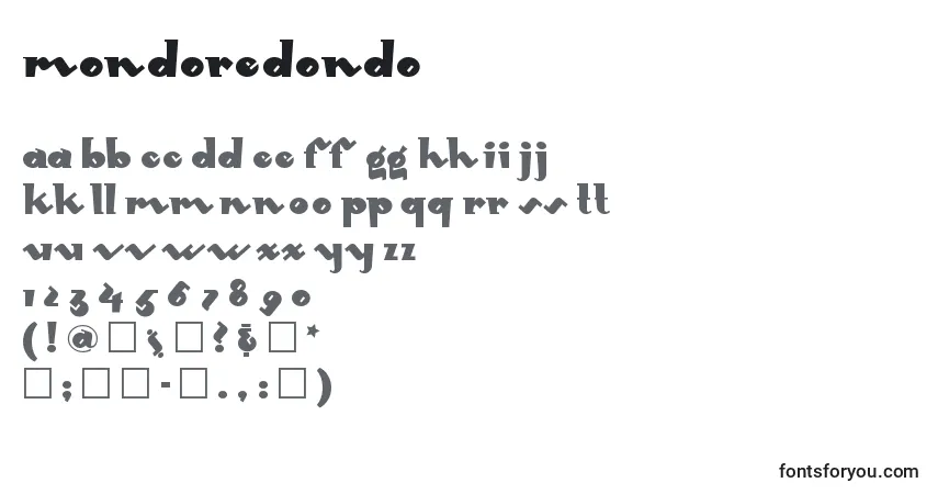 Fuente Mondoredondo - alfabeto, números, caracteres especiales