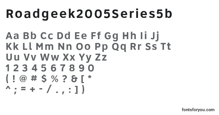 Schriftart Roadgeek2005Series5b – Alphabet, Zahlen, spezielle Symbole