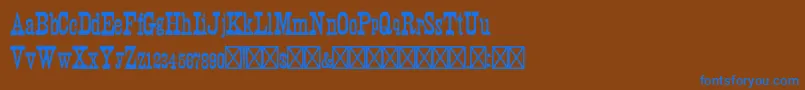 WoodprintRegular Font – Blue Fonts on Brown Background