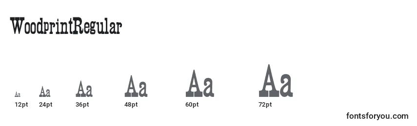 Размеры шрифта WoodprintRegular
