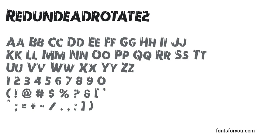 Redundeadrotate2-fontti – aakkoset, numerot, erikoismerkit