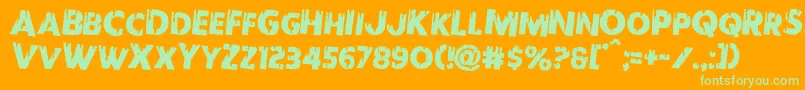 Redundeadrotate2 Font – Green Fonts on Orange Background