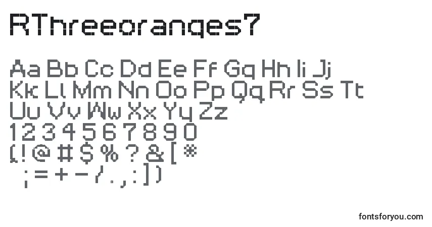 Czcionka RThreeoranges7 – alfabet, cyfry, specjalne znaki