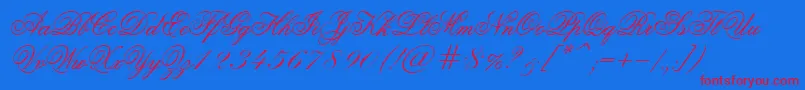 LaJollaEs Font – Red Fonts on Blue Background