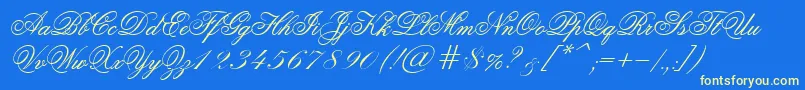 LaJollaEs-Schriftart – Gelbe Schriften auf blauem Hintergrund