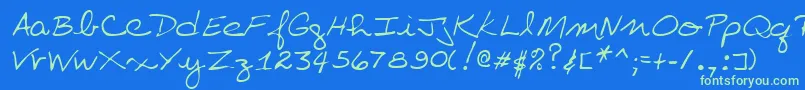 Lehn157 Font – Green Fonts on Blue Background