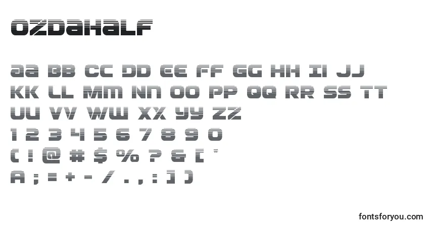 Шрифт Ozdahalf – алфавит, цифры, специальные символы