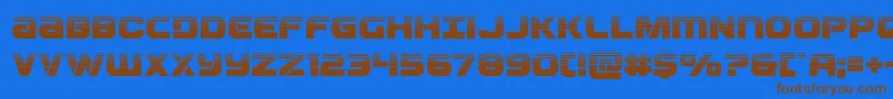 フォントOzdahalf – 茶色の文字が青い背景にあります。