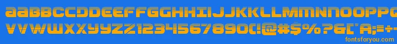 フォントOzdahalf – オレンジ色の文字が青い背景にあります。