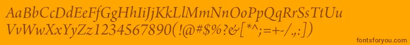 Подробнее о шрифте ArnoproItalic18pt Шрифт ArnoproItalic18pt – коричневые шрифты на оранжевом фоне