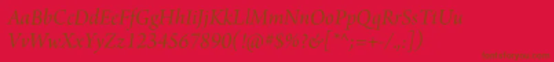 Fonte ArnoproItalic18pt – fontes marrons em um fundo vermelho