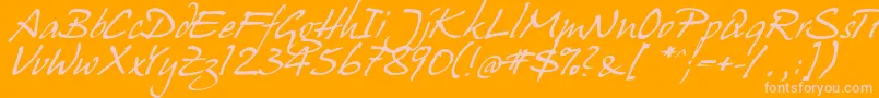 HanshandCyr-Schriftart – Rosa Schriften auf orangefarbenem Hintergrund