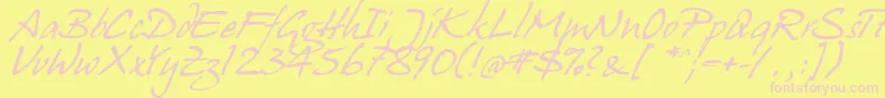 HanshandCyr-Schriftart – Rosa Schriften auf gelbem Hintergrund