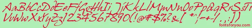 HanshandCyr Font – Red Fonts on Green Background