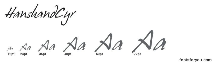 Größen der Schriftart HanshandCyr
