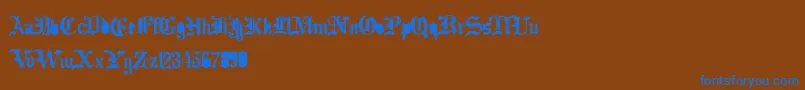 フォントDramatype – 茶色の背景に青い文字