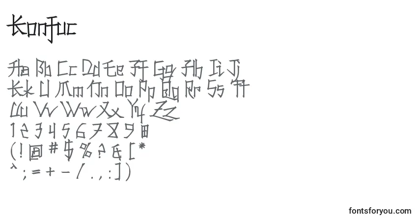 Konfuc-fontti – aakkoset, numerot, erikoismerkit