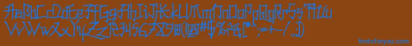 フォントKonfuc – 茶色の背景に青い文字