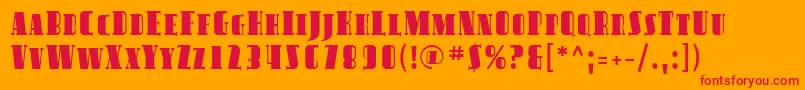 Sfavondalesc-Schriftart – Rote Schriften auf orangefarbenem Hintergrund