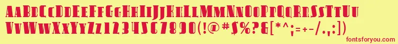 フォントSfavondalesc – 赤い文字の黄色い背景