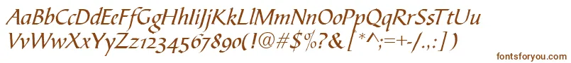 Шрифт CalligraphscriptRegular – коричневые шрифты на белом фоне