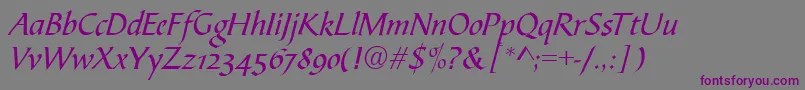 Шрифт CalligraphscriptRegular – фиолетовые шрифты на сером фоне