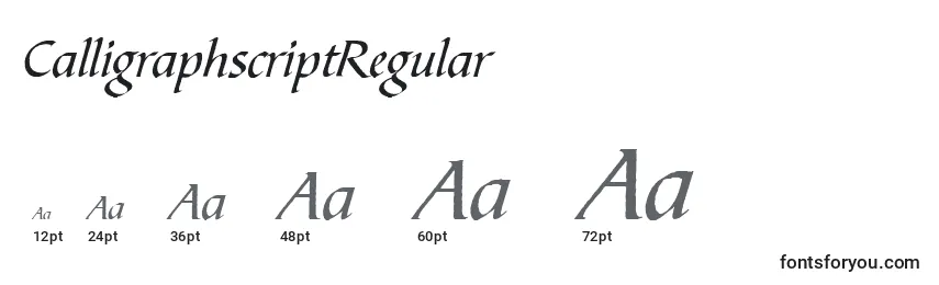 Tamanhos de fonte CalligraphscriptRegular