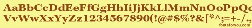 フォントKeplerstdBoldextcapt – 茶色の文字が黄色の背景にあります。