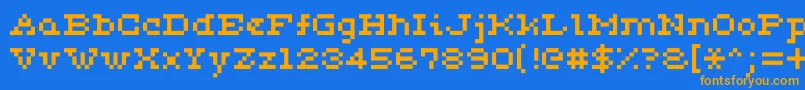 フォントCeriph0553 – オレンジ色の文字が青い背景にあります。