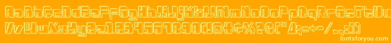 Drosselmeyerengrave-Schriftart – Gelbe Schriften auf orangefarbenem Hintergrund