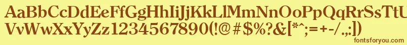 フォントClearfaceserialBold – 茶色の文字が黄色の背景にあります。