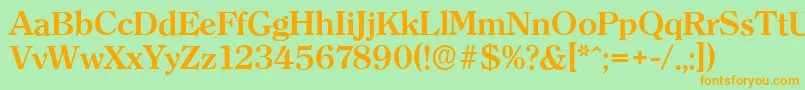 ClearfaceserialBold-Schriftart – Orangefarbene Schriften auf grünem Hintergrund