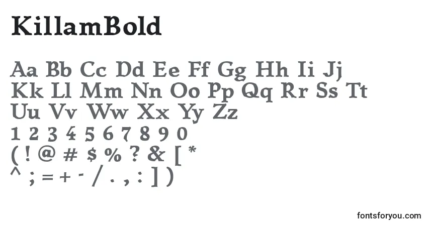 A fonte KillamBold – alfabeto, números, caracteres especiais