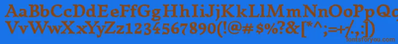 フォントKillamBold – 茶色の文字が青い背景にあります。