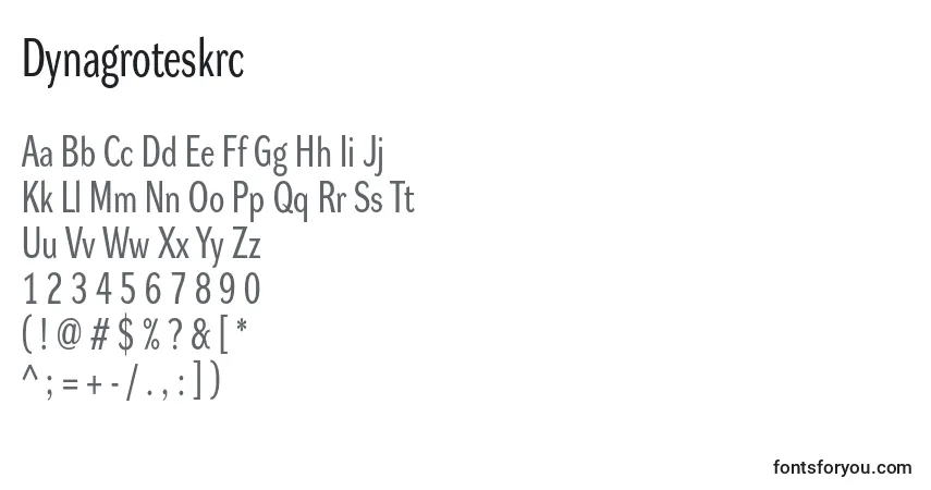A fonte Dynagroteskrc – alfabeto, números, caracteres especiais
