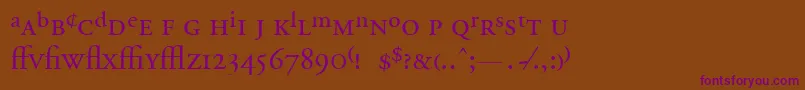 AdobeGaramondRegularExpert-Schriftart – Violette Schriften auf braunem Hintergrund